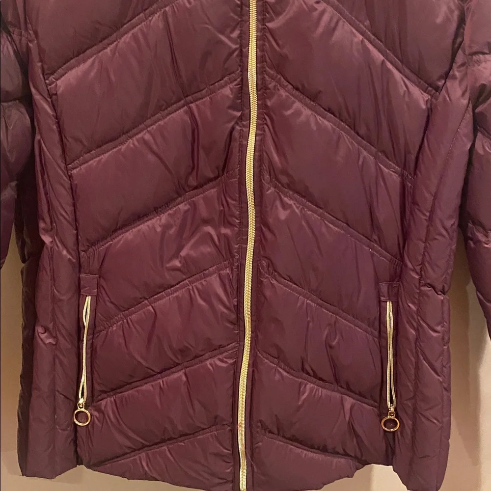 NEW Michael Kors Quilted Hooded Puffer Jacket - EGGPLANT - Picture 2 of 6